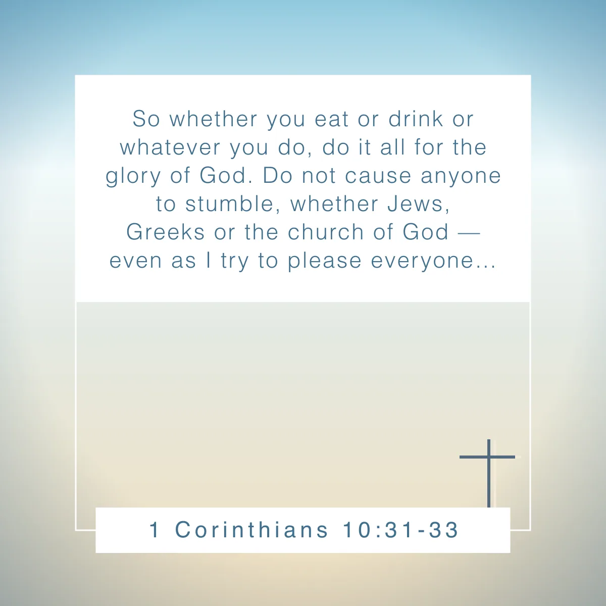 1 Corinthians 10:31-33 Bible verse about being an example