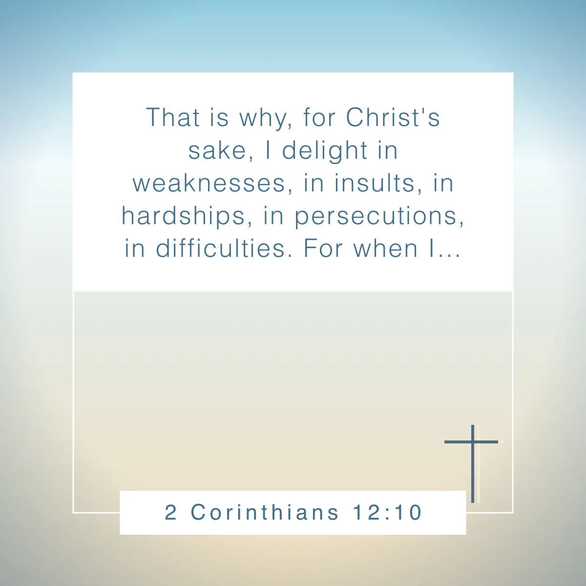2 Corinthians 12:10 Bible verse about contentment