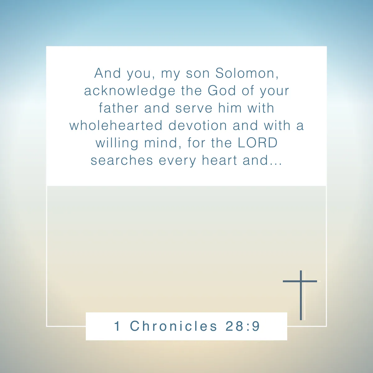 1 Chronicles 28:9 Bible verse on legacy