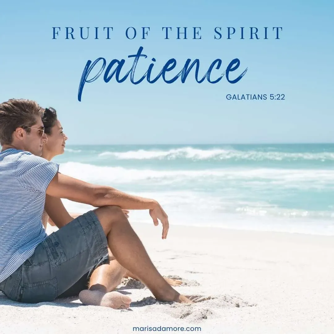Young couple sitting and looking out at the ocean with image text — Bible verse for engagement