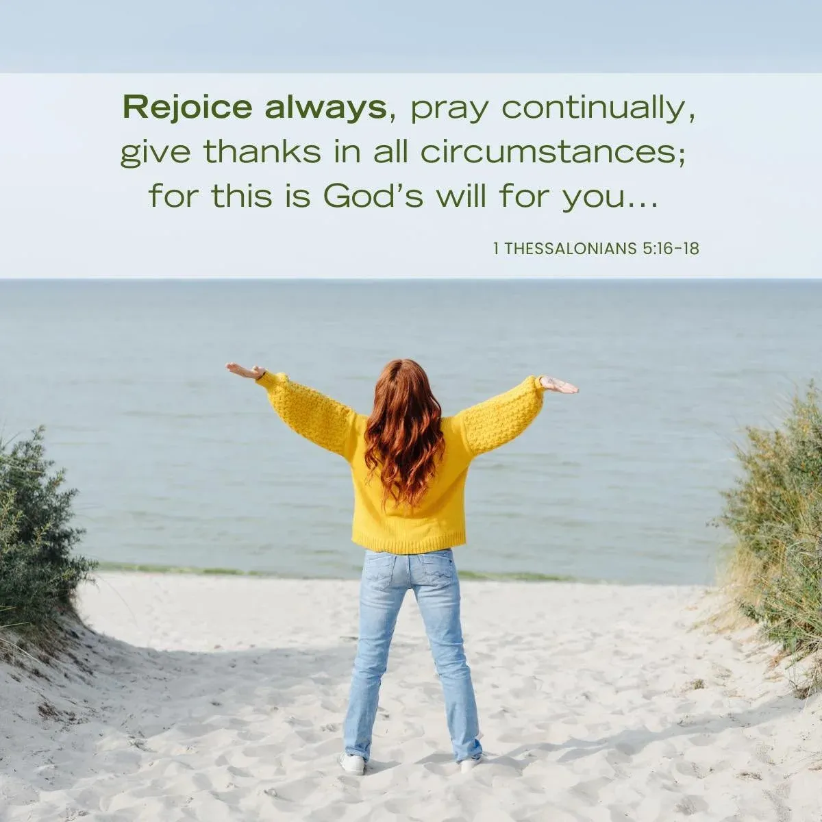 young woman with arms raised up in praise — Bible verse about God's will