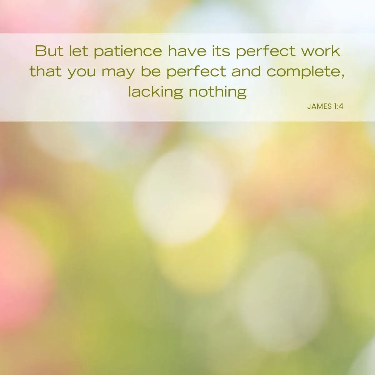 abstract pink and green background with Bible verse James 1:4