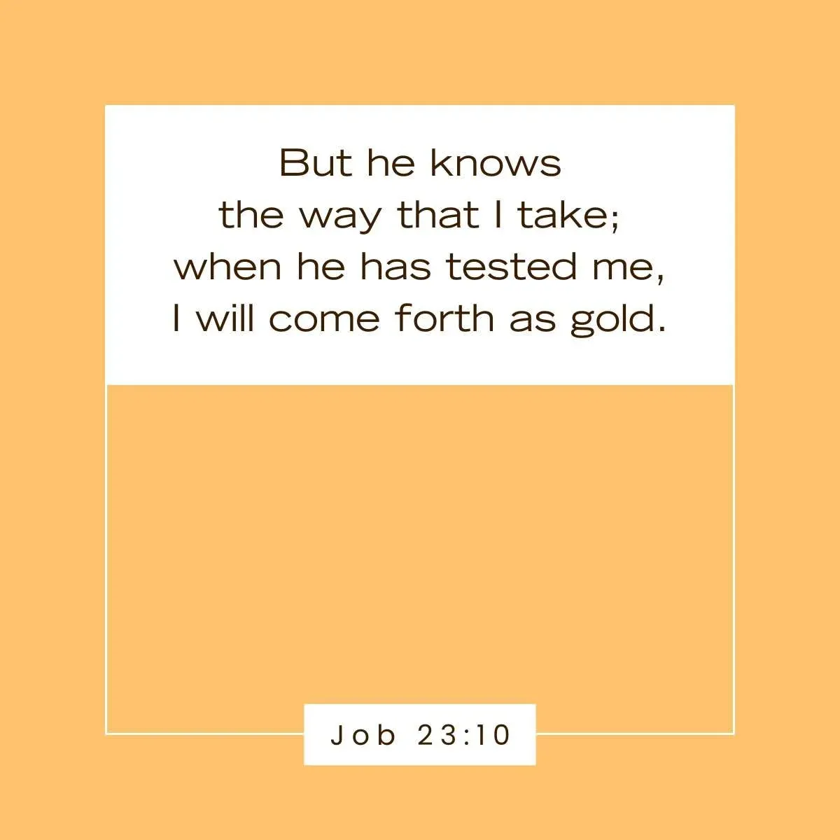 Job 23:10 Bible Verse about God testing our faith