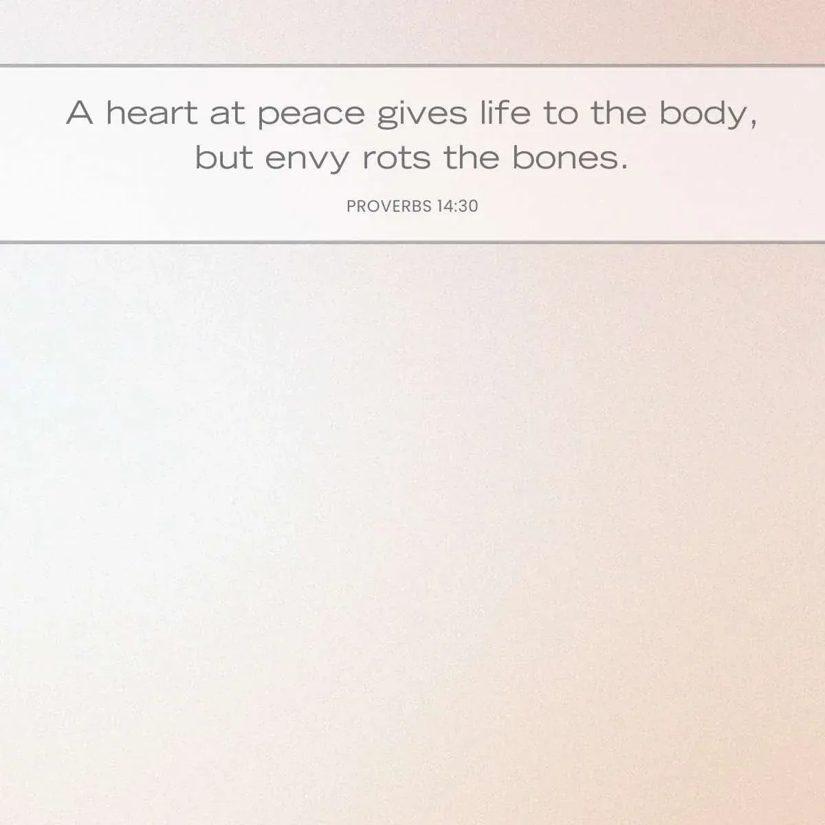 Proverbs 14:30 Bible verse about finding peace over envy — Bible verse about not comparing yourself to others