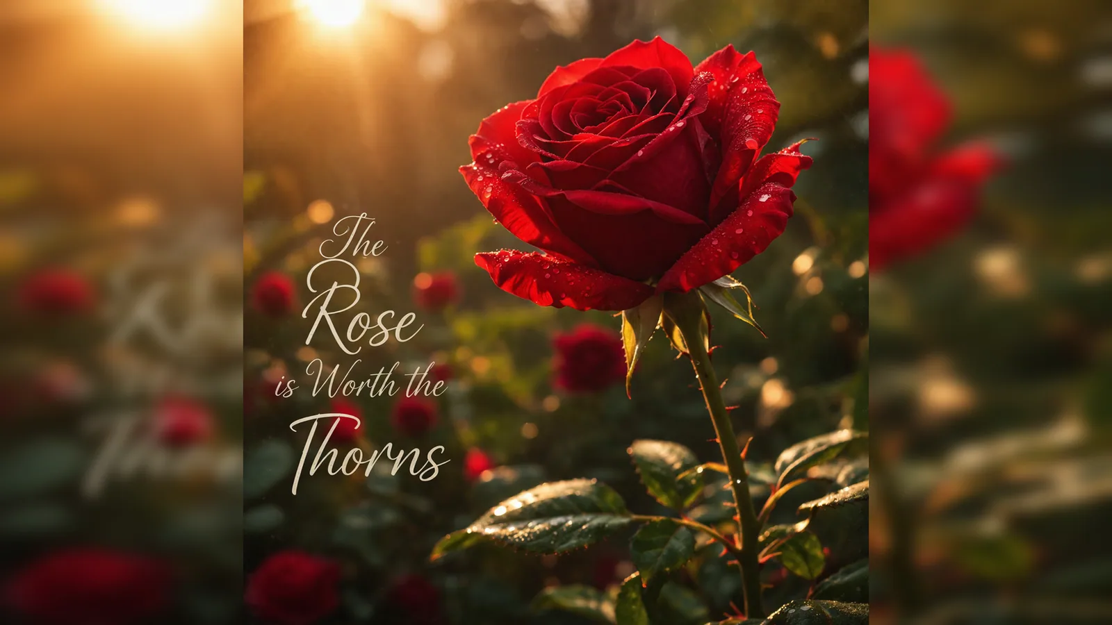 a red rose illuminated by sunlight